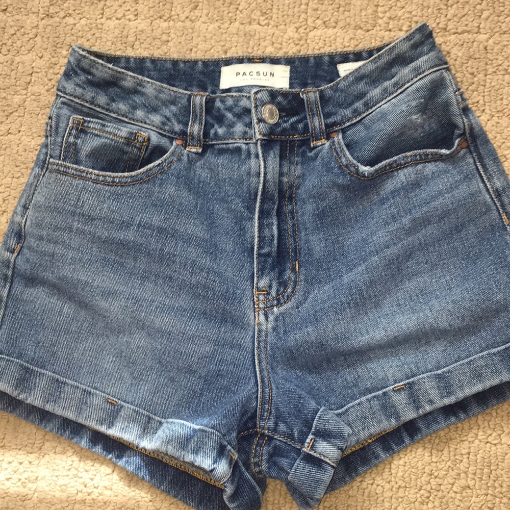 Medium wash high waisted mom shorts